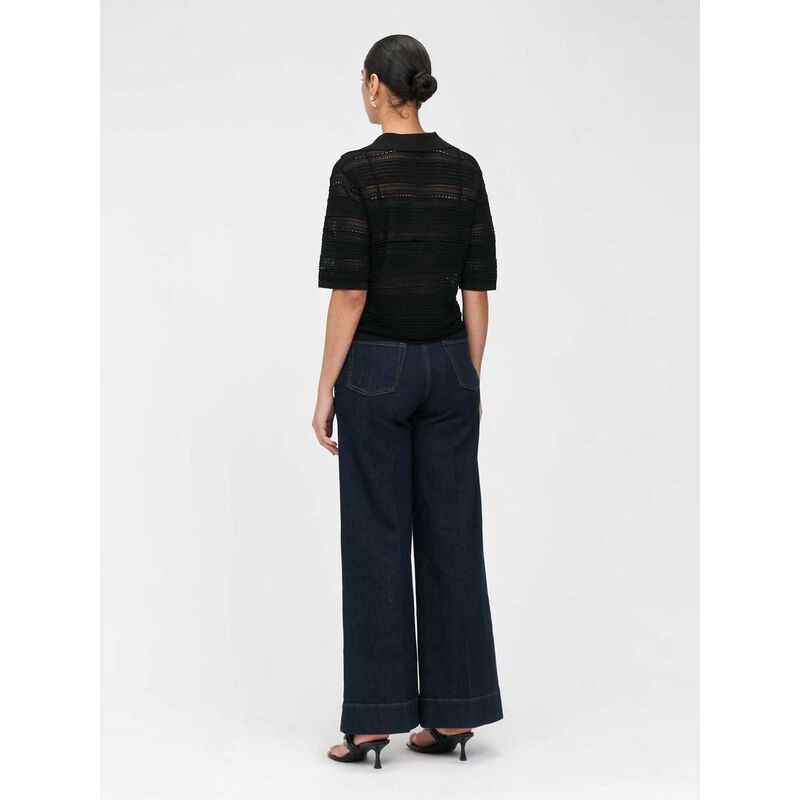 Veronika Maine Pointelle Polo Knit Shirt image number 5